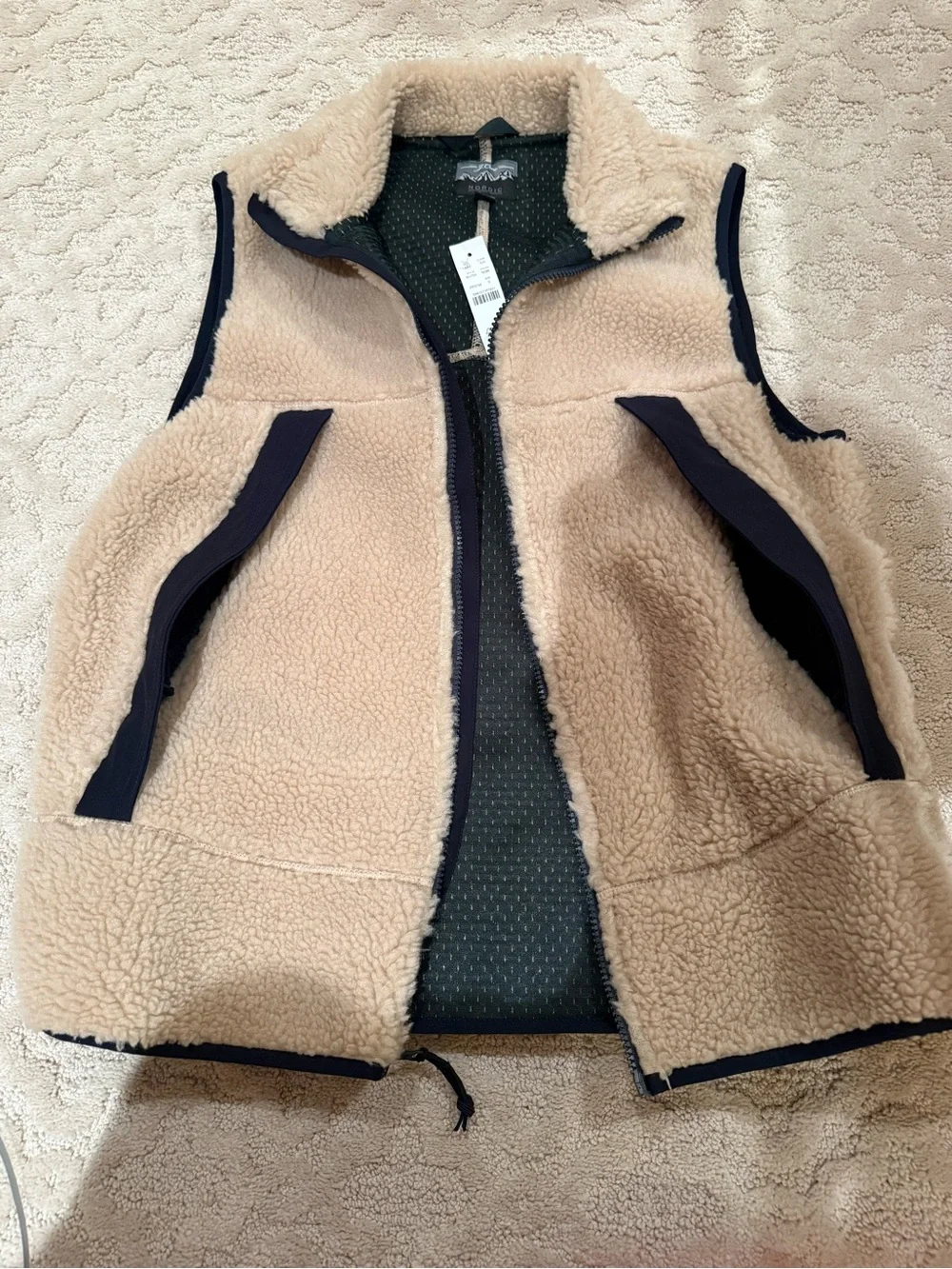 NWT Men’s J.Crew - Sherpa Vest with Navy Trim